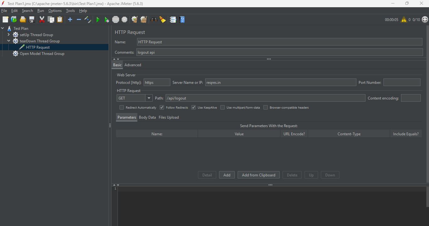 Adding HTTP Request in tearDown Thread Group JM7