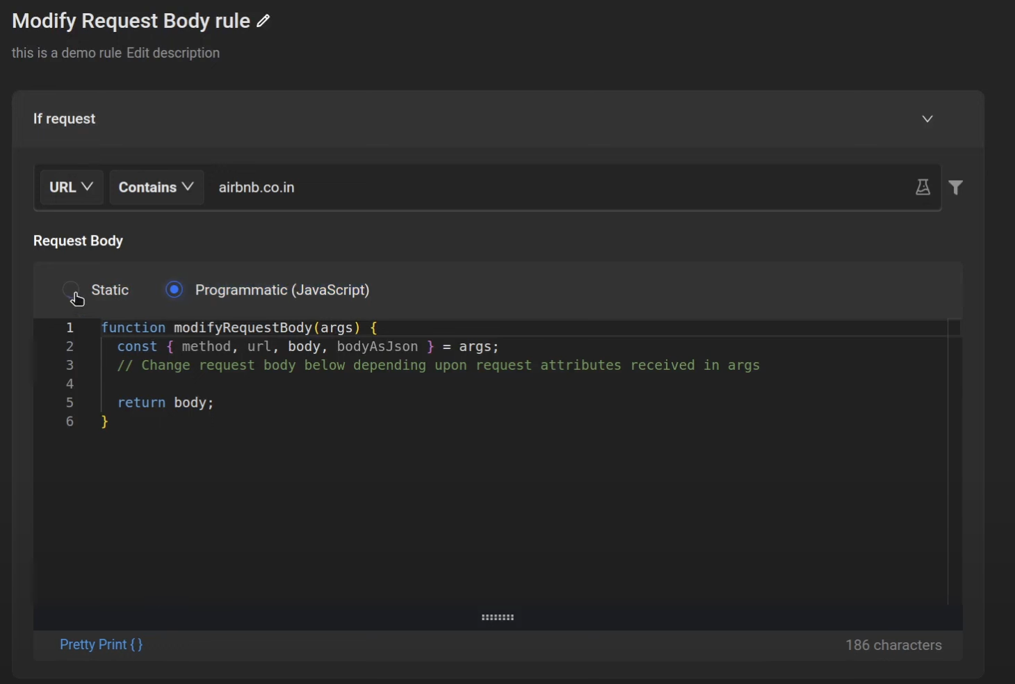 Configure how to modify the request body