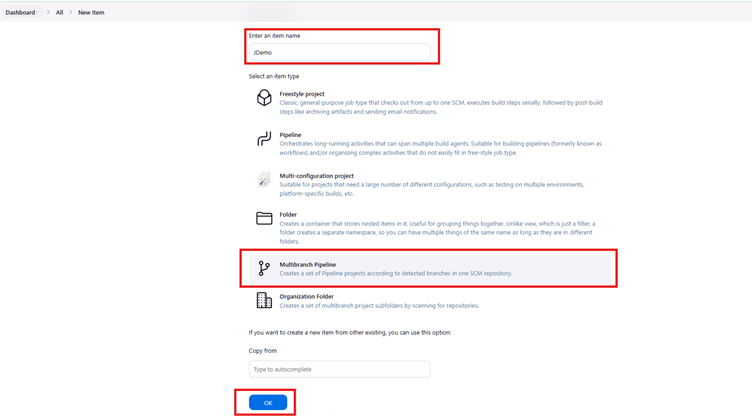 Creating New Item in Jenkins