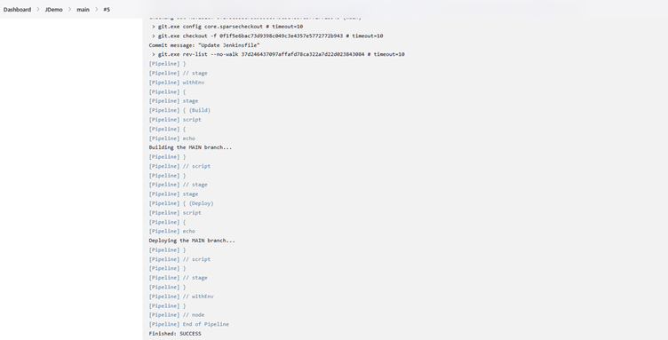 Execution report for Main branch