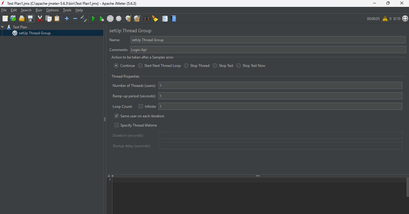 How to Add setUp Thread Group JM2