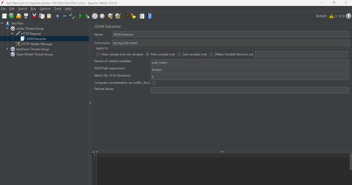 How to add a JSON Extractor in HTTP Request JM4