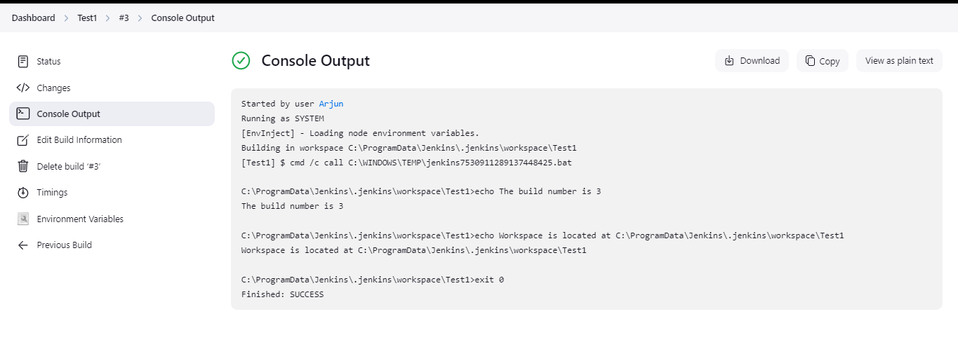 Output from batch Command 