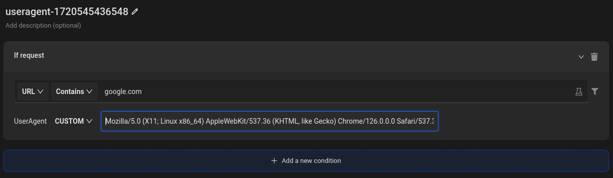 Set a Custom useragent in Chrome Requestly