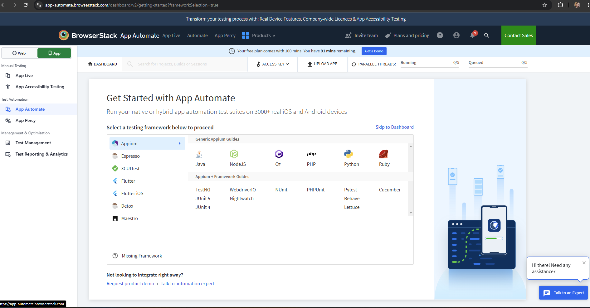 Sign in to BrowserStack App Automate