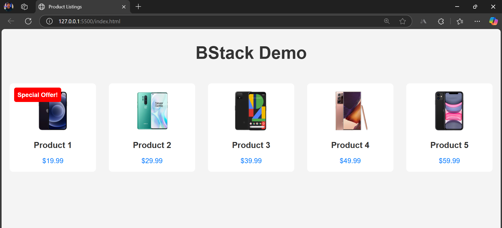 product listings