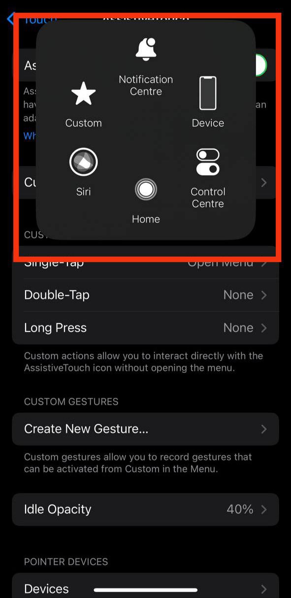ASSISTIVE TOUCH MENU