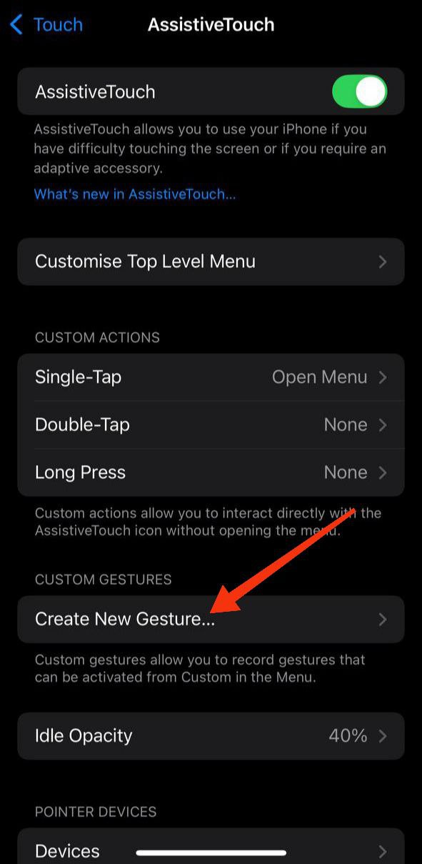 CLICK CREATE NEW GESTURE