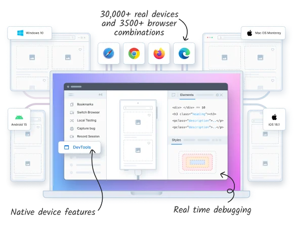 Cross browser testing on desktop & mobile