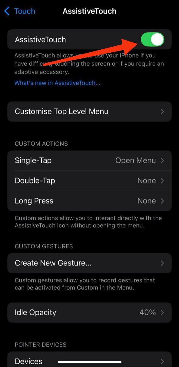 ENABLE ASSISTIVE TOUCH