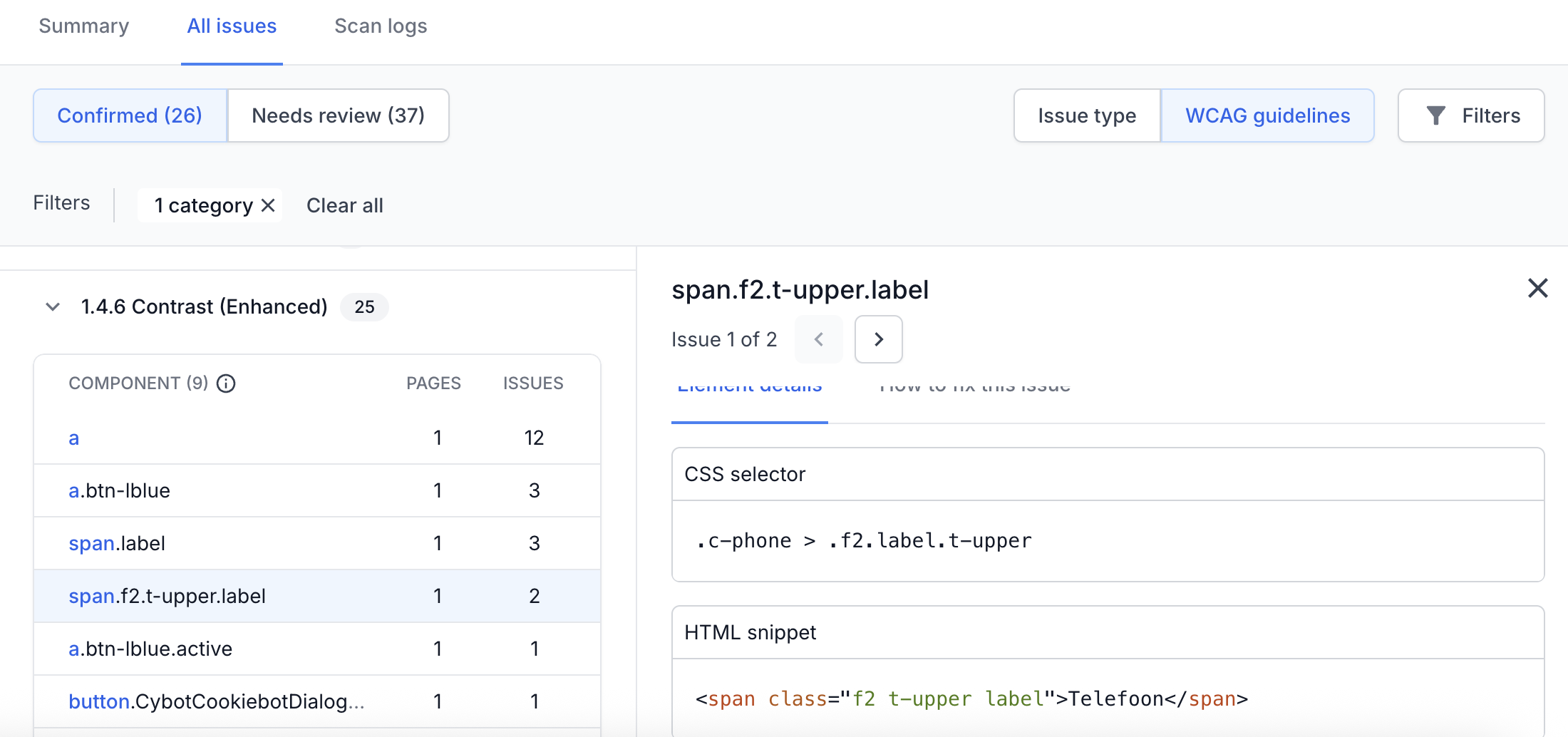 Issue details in BrowserStack Color Contrast Checker Issue details in BrowserStack Color Contrast Checker