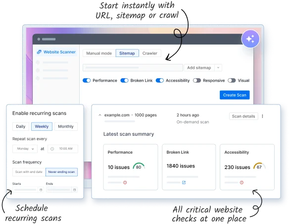 No-code automated website checks