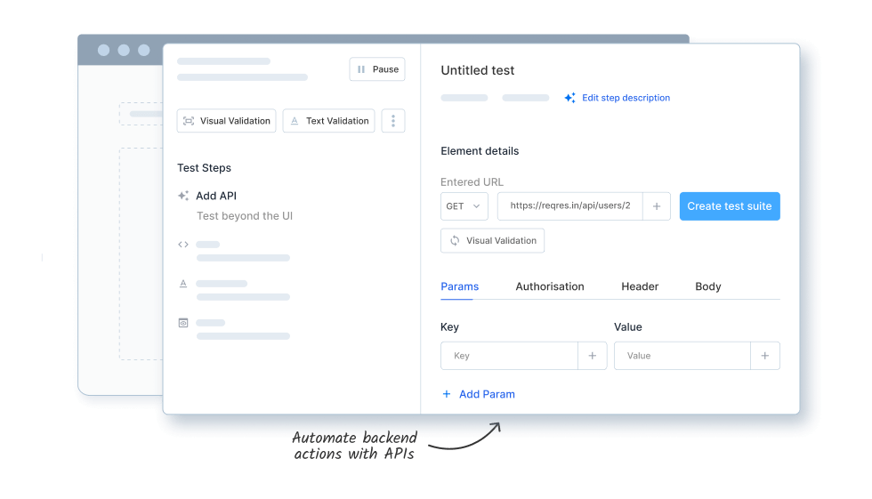 Integrate backend actions with API steps