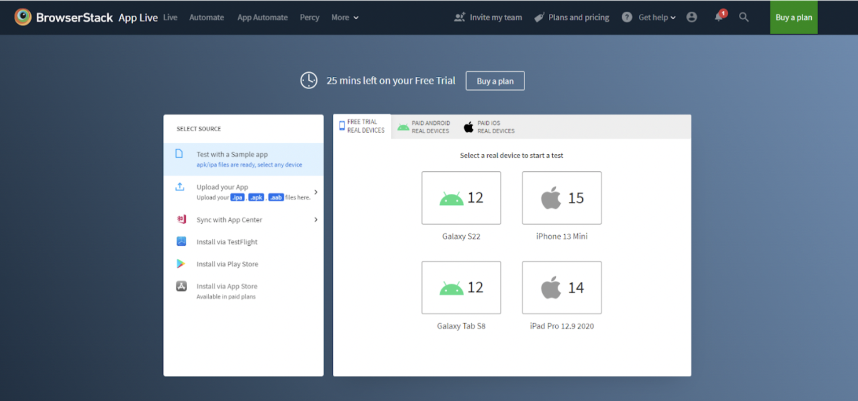 Sign in and Select Device 