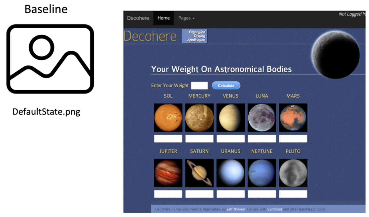 Baseline image of a websites homepage