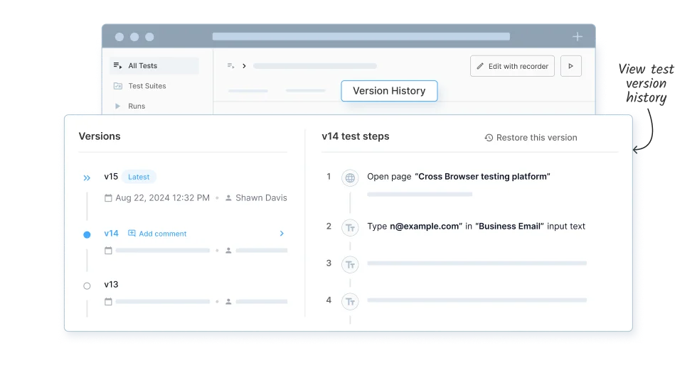 Keep track of all changes with version history