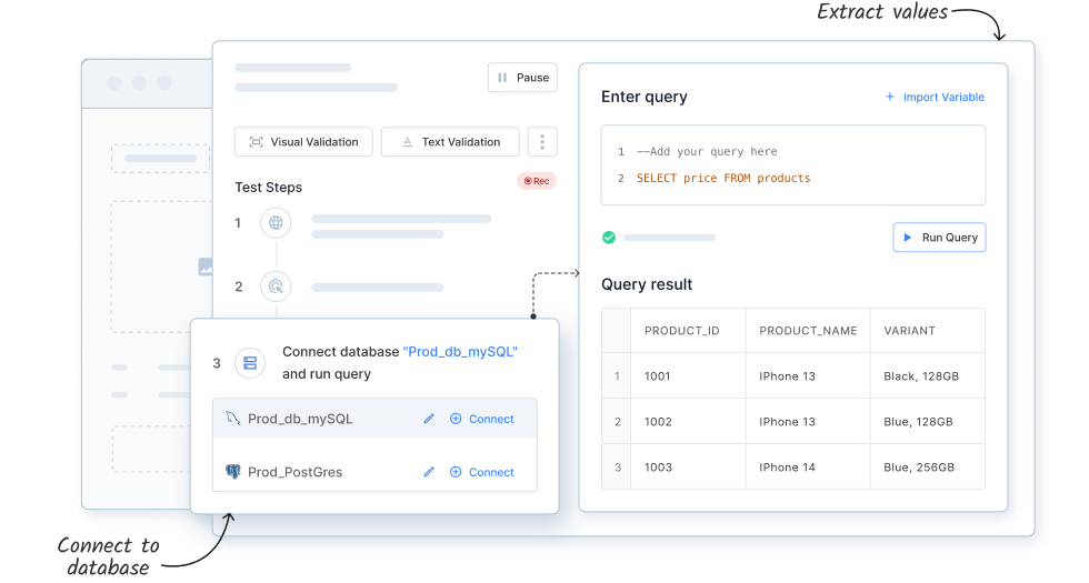 Run database query, add validations and extract values Run database query, add validations and extract values